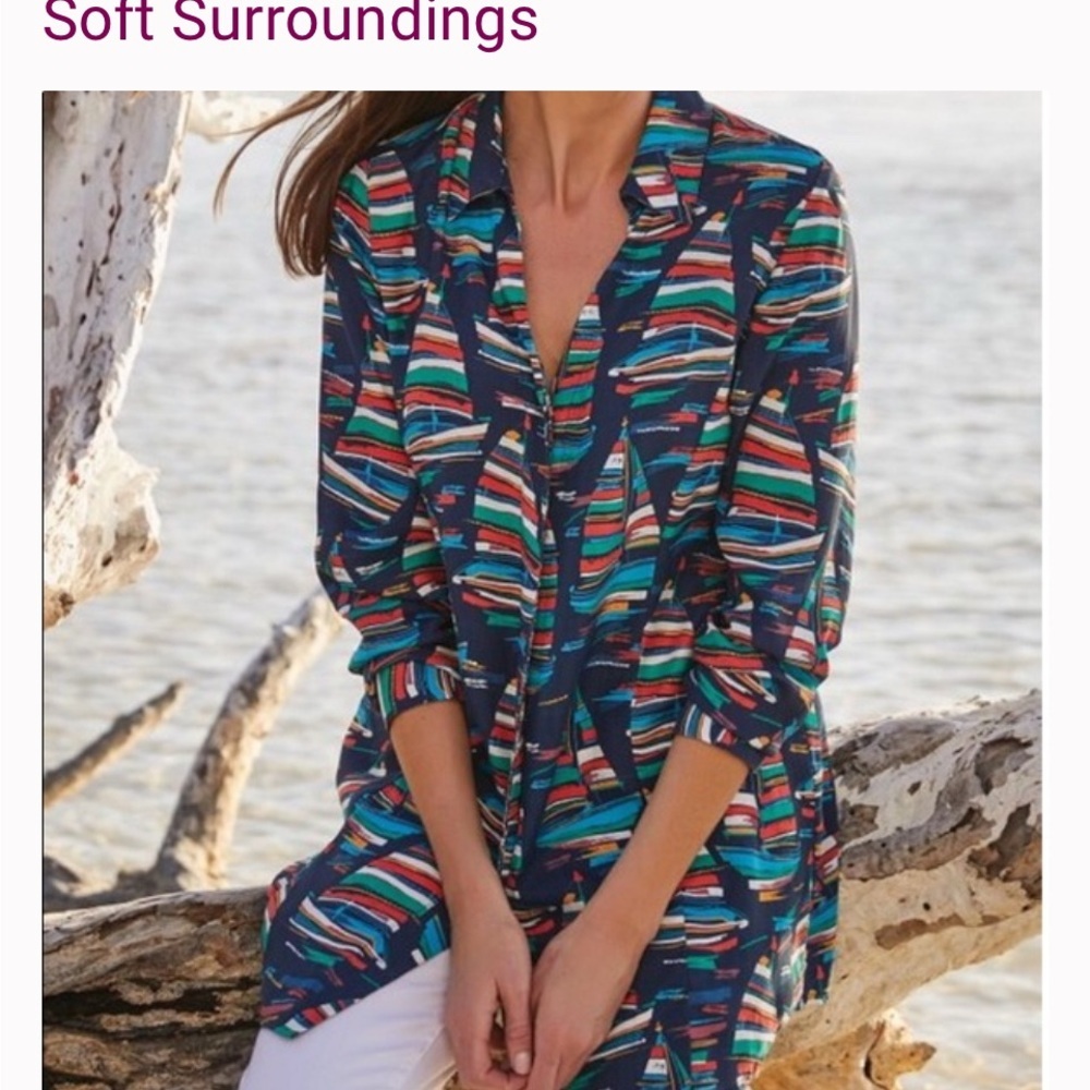 Soft‎ Surroundings Multicolor Striped Tunic XXL